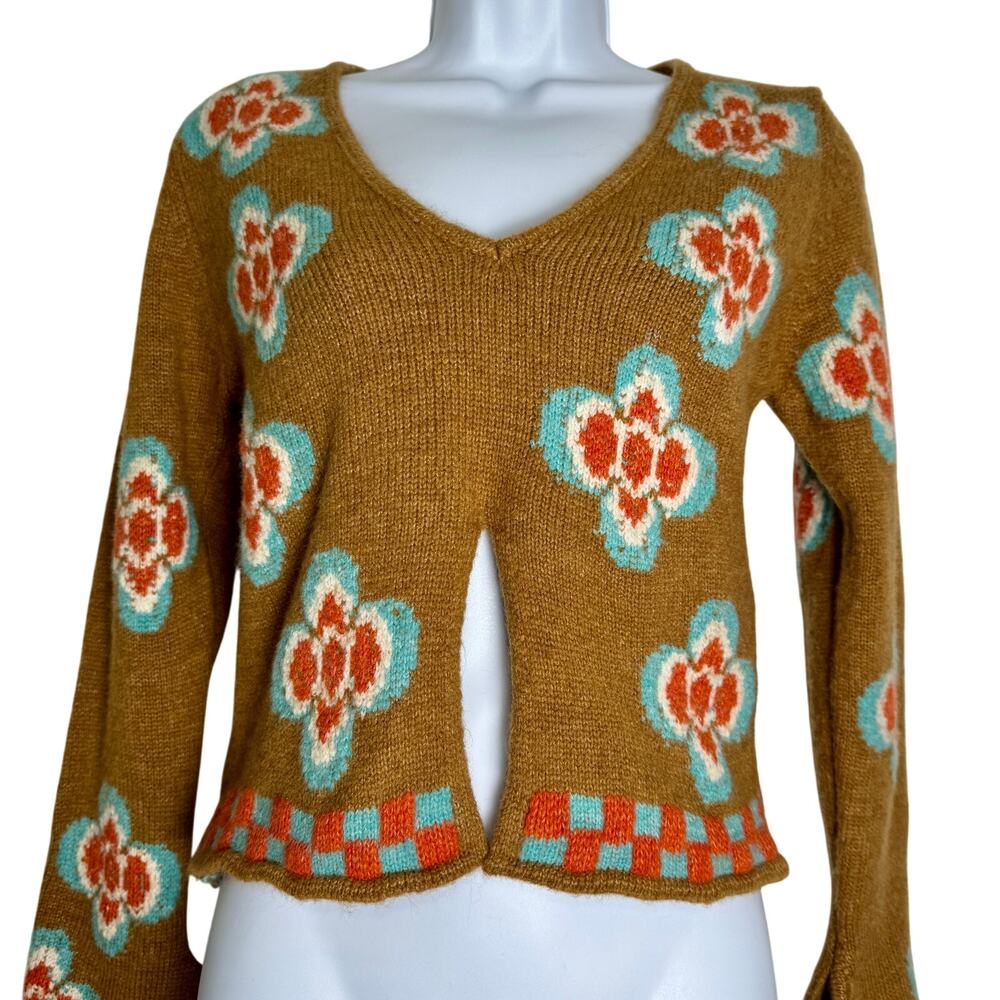 Tach Sweater Women's Large Cropped Cottagecore Fl… - image 3